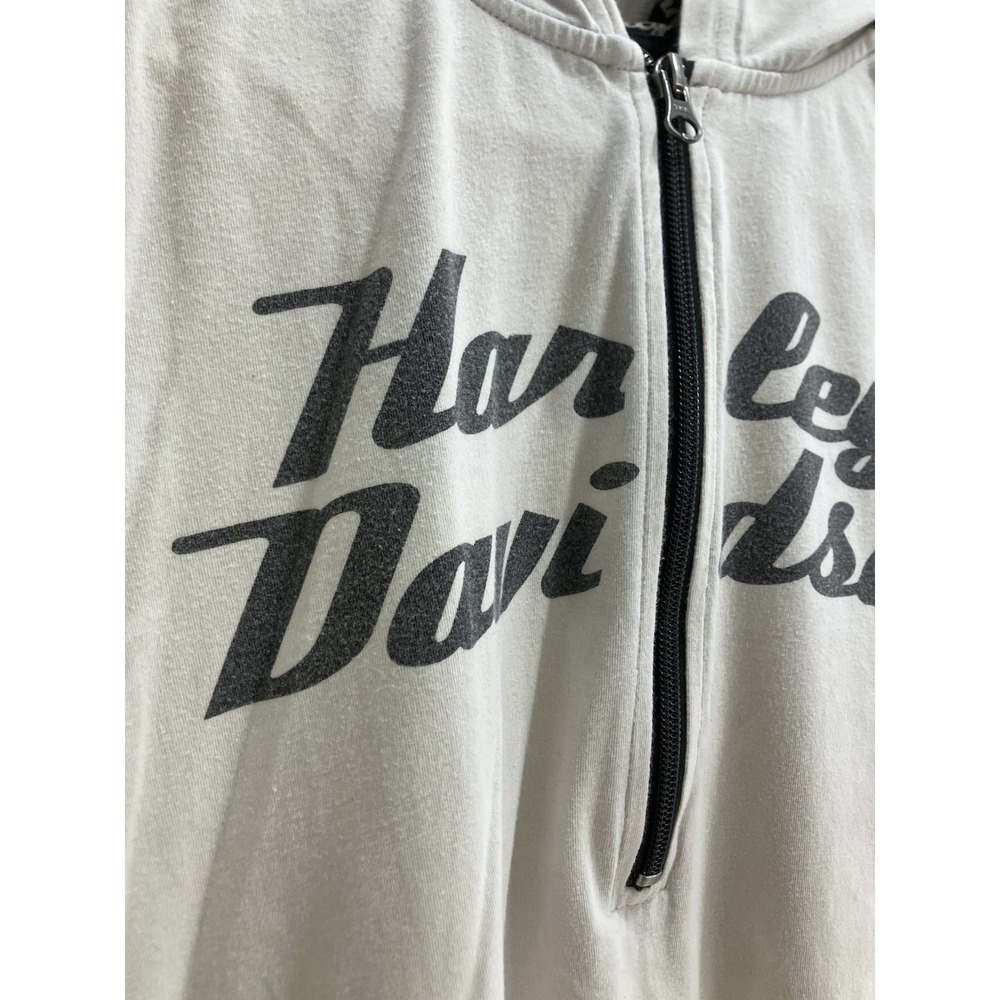 Harley Davidson Womens 1W White Black Logo Print Quarter‎ Zip Hoodie - Picture 2 of 12
